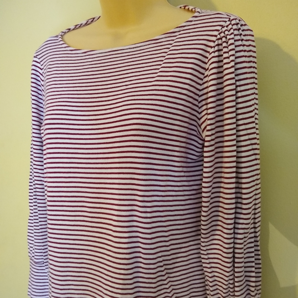 Kim and Cami Red White Stripe Long Sleeve Medium
